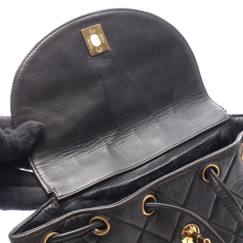 Chanel Backpack Quilted Black Lambskin Double Turnlock Chain — view 6