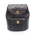 Chanel Backpack Quilted Black Lambskin Double Turnlock Chain