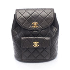 Chanel Backpack Quilted Black Lambskin Double Turnlock Chain