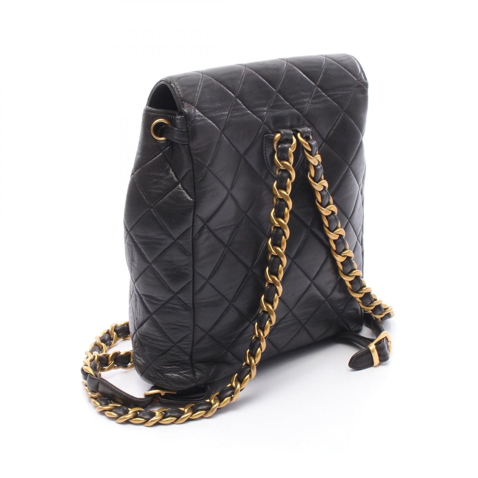 Chanel Backpack Quilted Black Lambskin Double Turnlock Chain — view 2