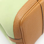 Hermes Tote Garden Party TPM Vert Cricket Ocher Leather Canvas — view 6
