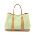 Hermes Tote Garden Party TPM Vert Cricket Ocher Leather Canvas