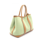 Hermes Tote Garden Party TPM Vert Cricket Ocher Leather Canvas — view 2