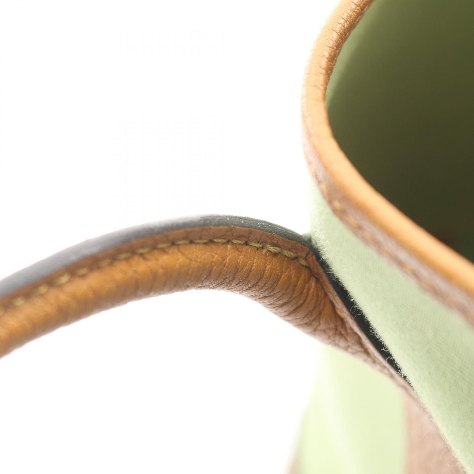 Hermes Tote Garden Party TPM Vert Cricket Ocher Leather Canvas — view 8