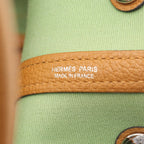 Hermes Tote Garden Party TPM Vert Cricket Ocher Leather Canvas — view 4