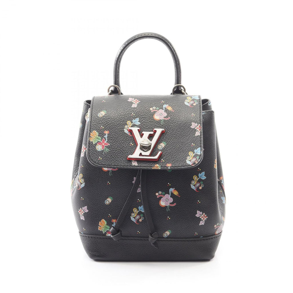Louis Vuitton Backpack Lockme Mini Noir Floral Print Leather