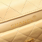 Chanel Shoulder Bag Quilted Vintage Beige Lambskin Chain — view 4