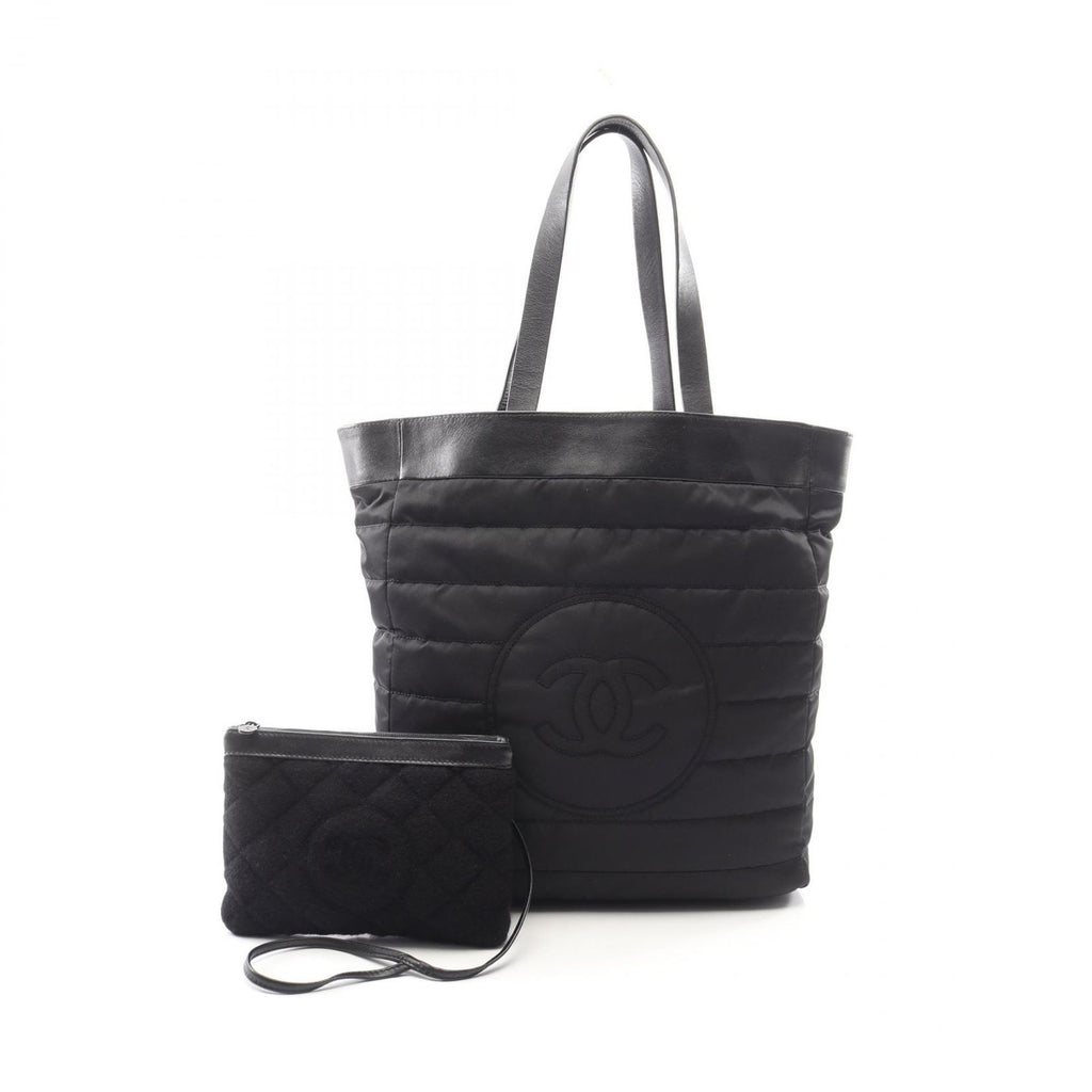Chanel Tote CC Logo Reversible Black Nylon Leather