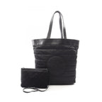Chanel Tote CC Logo Reversible Black Nylon Leather