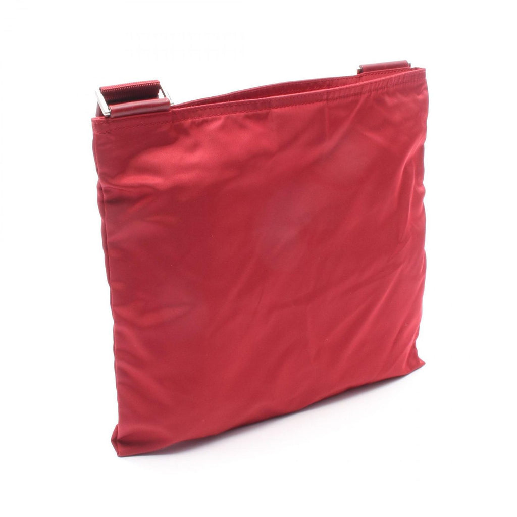 Prada Shoulder Bag Triangle Logo Red Nylon Leather — view 2