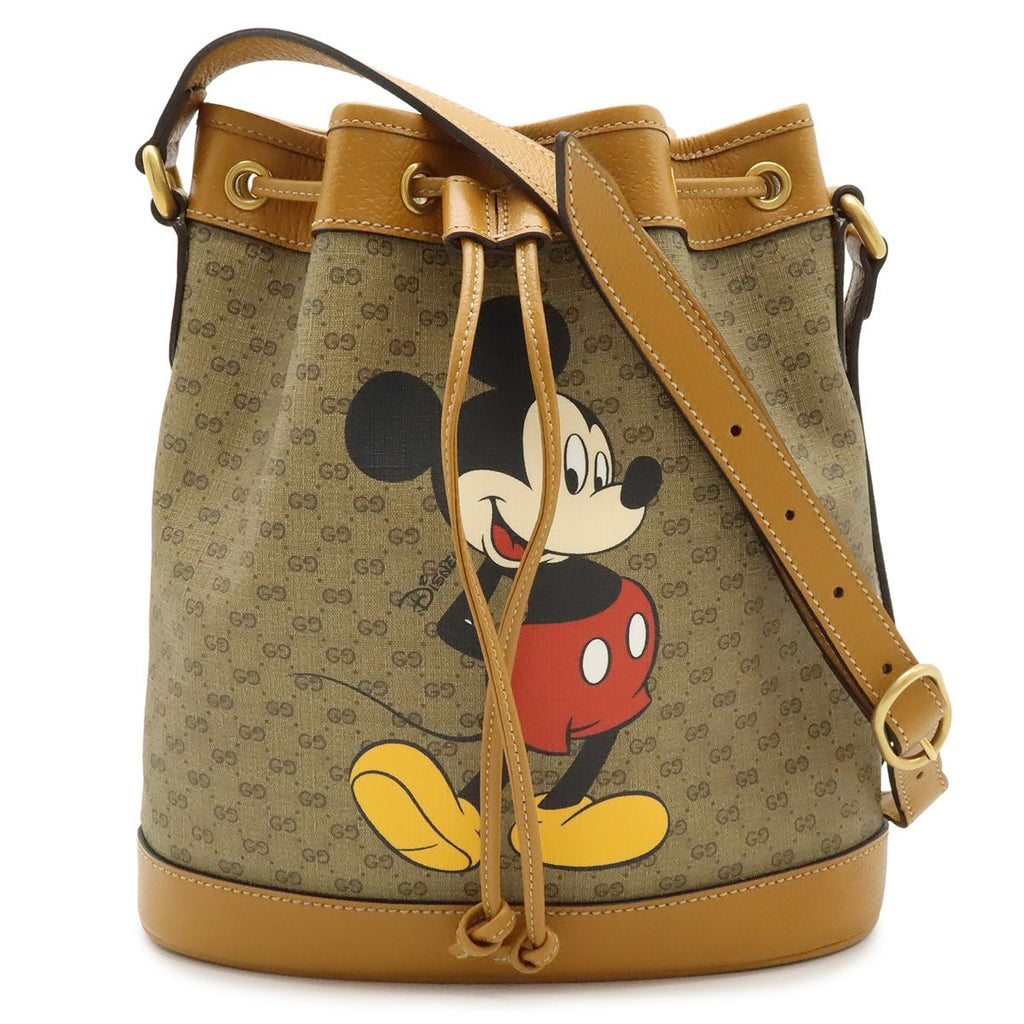 Gucci Micro GG Disney Collaboration Mickey Mouse Small Bucket Bag Drawstring