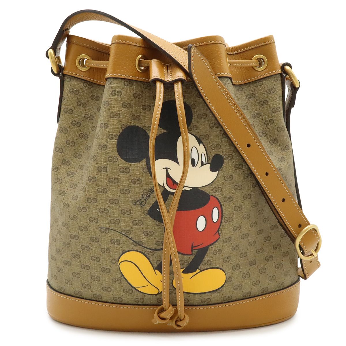Gucci Micro GG Disney Collaboration Mickey Mouse Small Bucket Bag Drawstring