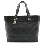 Chanel Paris Biarritz Tote MM Black Silver