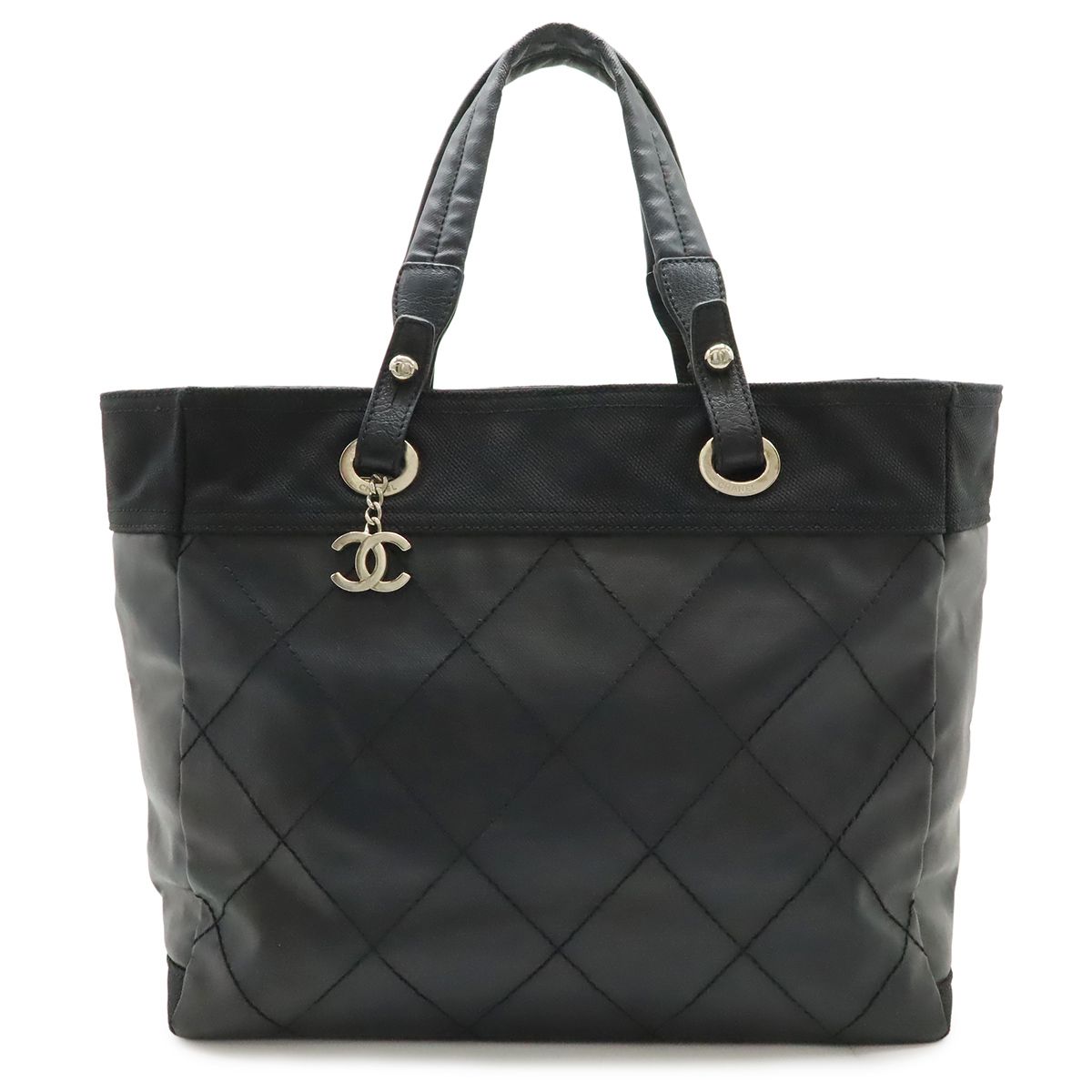 Chanel Paris Biarritz Tote MM Black Silver