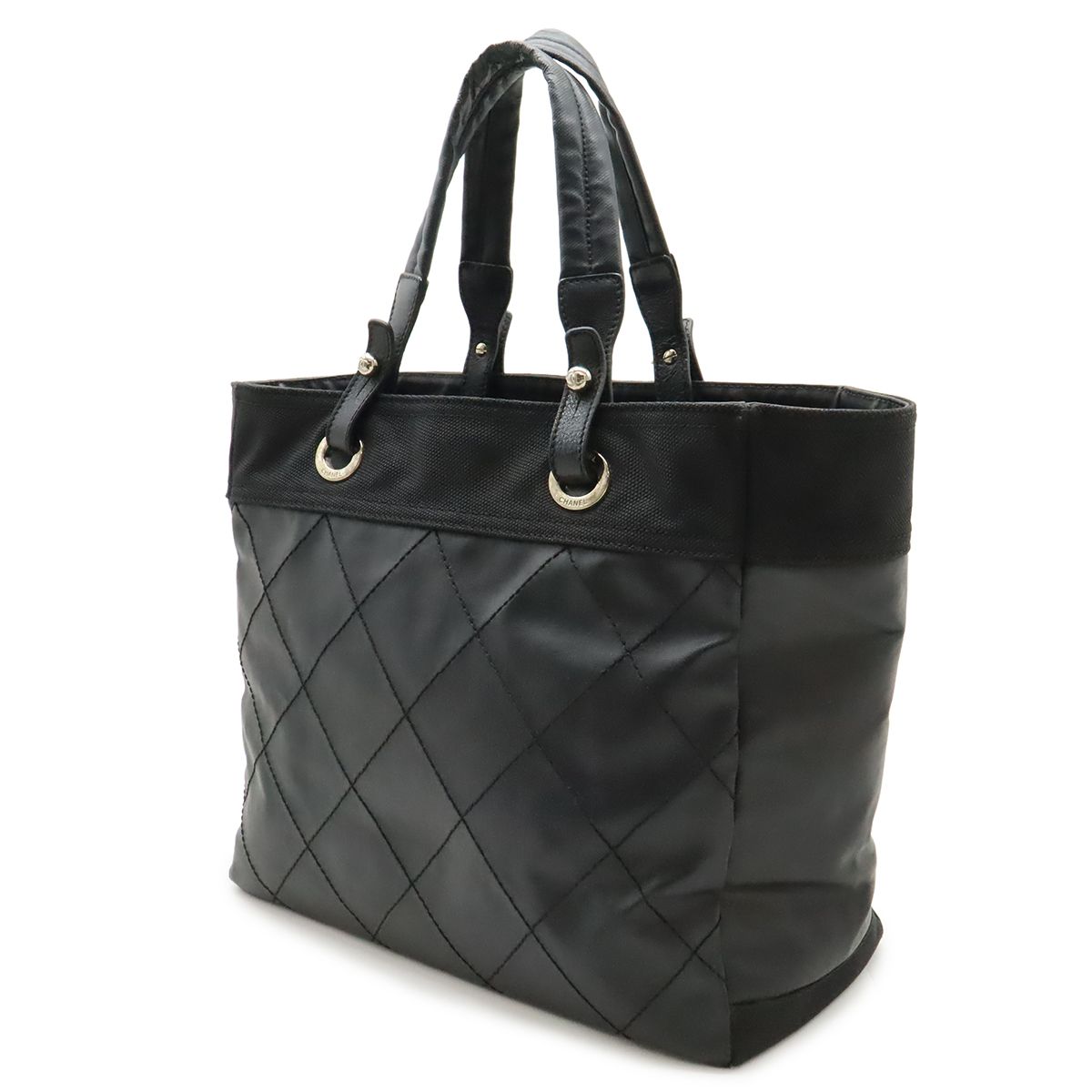 Chanel Paris Biarritz Tote MM Black Silver — view 2