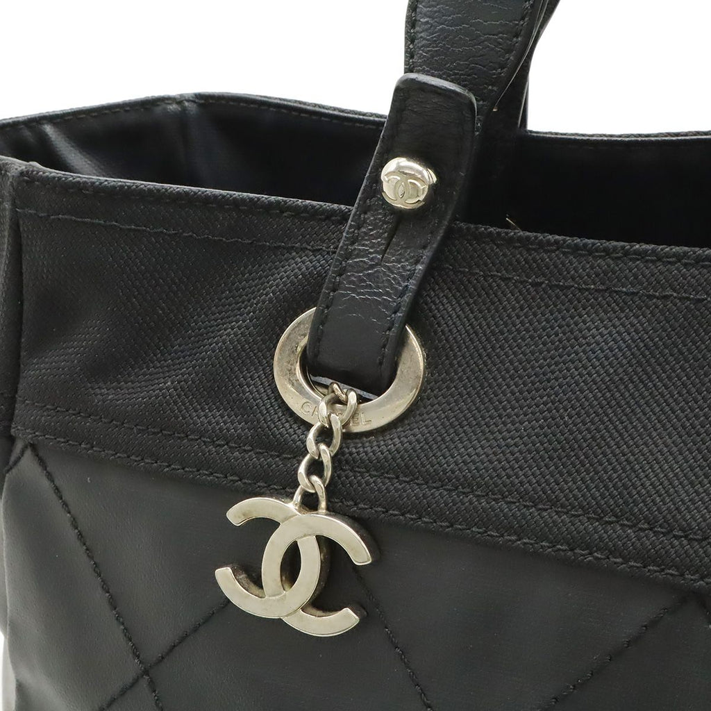 Chanel Paris Biarritz Tote MM Black Silver — view 9