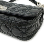 Dior Cannage Chain Shoulder Bag Patent Leather Black Silver — view 3