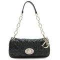 Dior Cannage Chain Shoulder Bag Patent Leather Black Silver