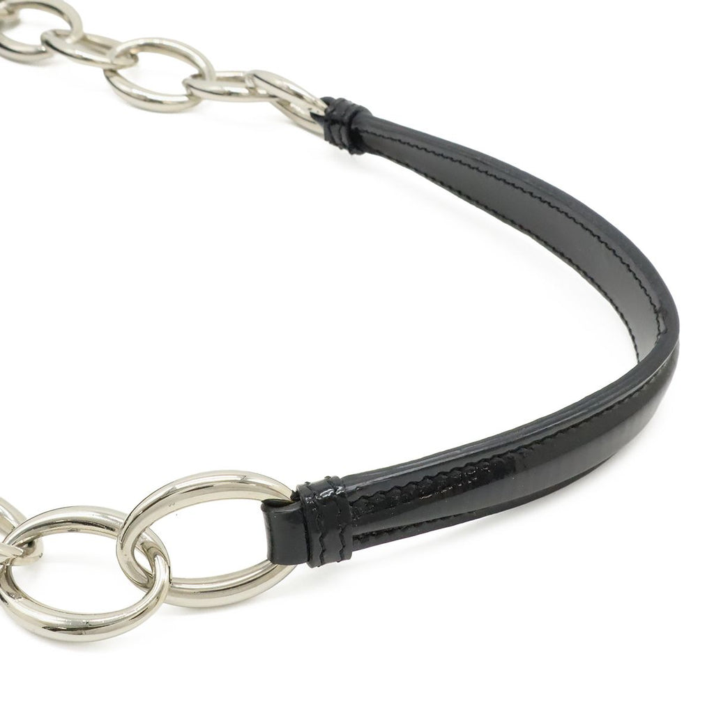 Dior Cannage Chain Shoulder Bag Patent Leather Black Silver — view 5