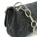 Dior Cannage Chain Shoulder Bag Patent Leather Black Silver — view 4