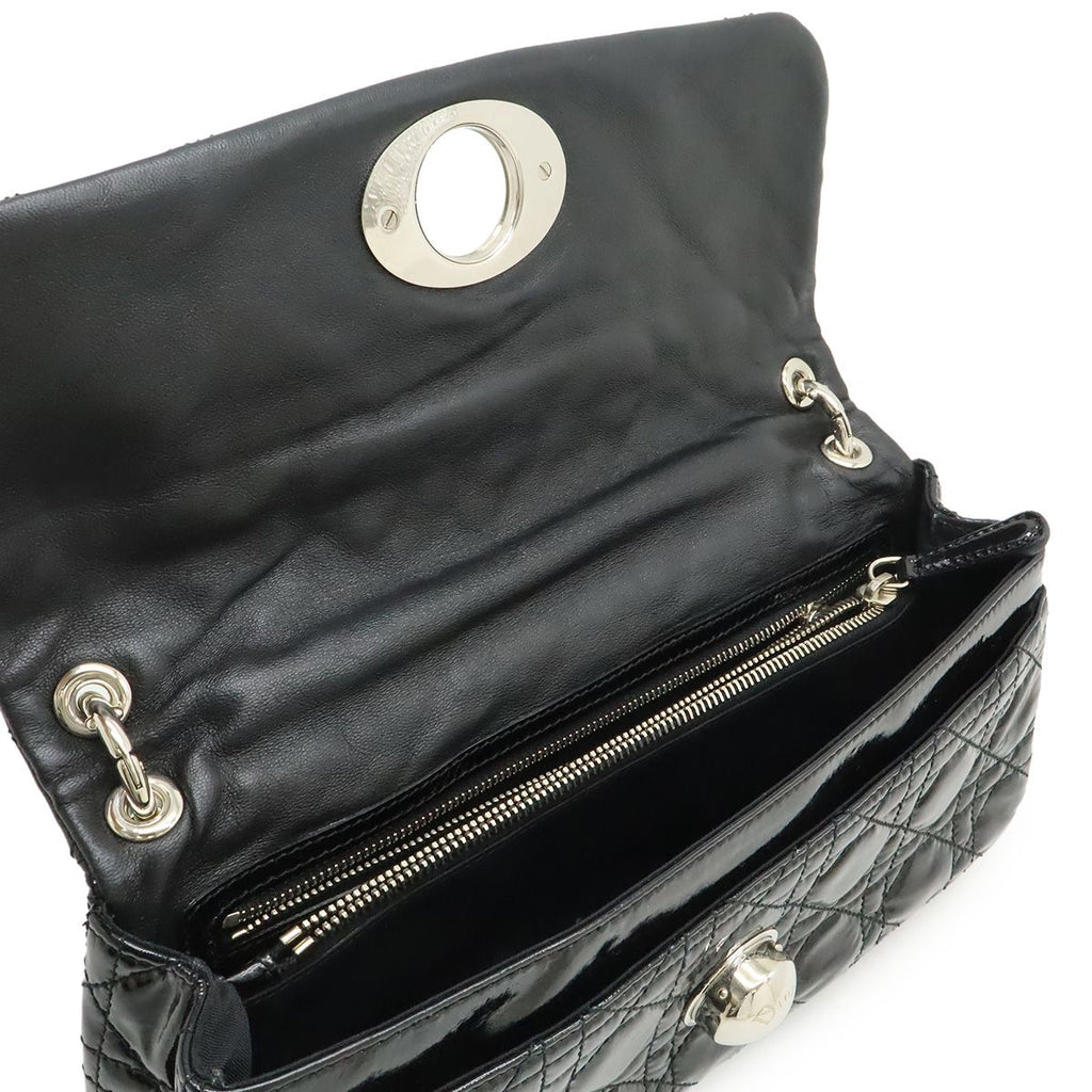 Dior Cannage Chain Shoulder Bag Patent Leather Black Silver — view 6