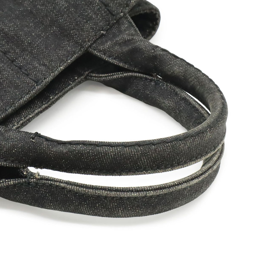 Prada Canapa Tote Denim Nero Black Gold Domestic Boutique Purchased — view 4