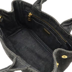 Prada Canapa Tote Denim Nero Black Gold Domestic Boutique Purchased — view 5