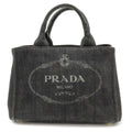 Prada Canapa Tote Denim Nero Black Gold Domestic Boutique Purchased