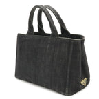 Prada Canapa Tote Denim Nero Black Gold Domestic Boutique Purchased — view 2