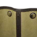 Hermes Garden Party PM Tote Canvas Leather Khaki Dark Brown Silver — view 8