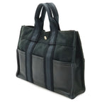 Hermes Fourre Tout PM Tote Half Leather Canvas Navy Black Silver — view 2