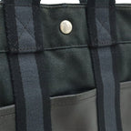 Hermes Fourre Tout PM Tote Half Leather Canvas Navy Black Silver — view 7