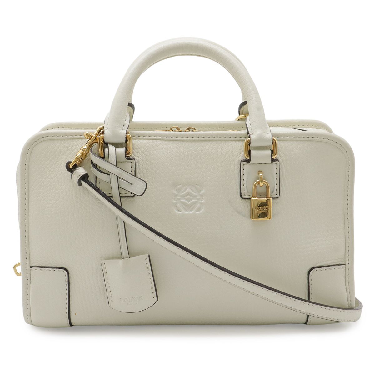 Loewe Amazona 23 Anagram Mini Bag 2-Way Leather Ivory White Gold