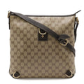 Gucci GG Crystal Abbey Shoulder Bag Crossbody Leather Beige Dark Brown