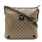 Gucci GG Crystal Abbey Shoulder Bag Crossbody Leather Beige Dark Brown