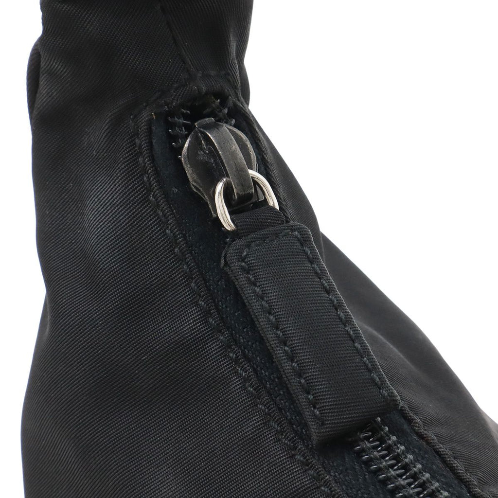 Prada Triangle Logo Pouch Mini Bag Party Nylon Nero Black Silver — view 5