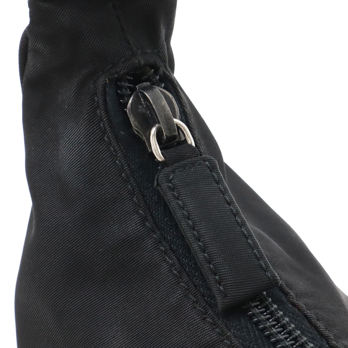 Prada Triangle Logo Pouch Mini Bag Party Nylon Nero Black Silver — view 5