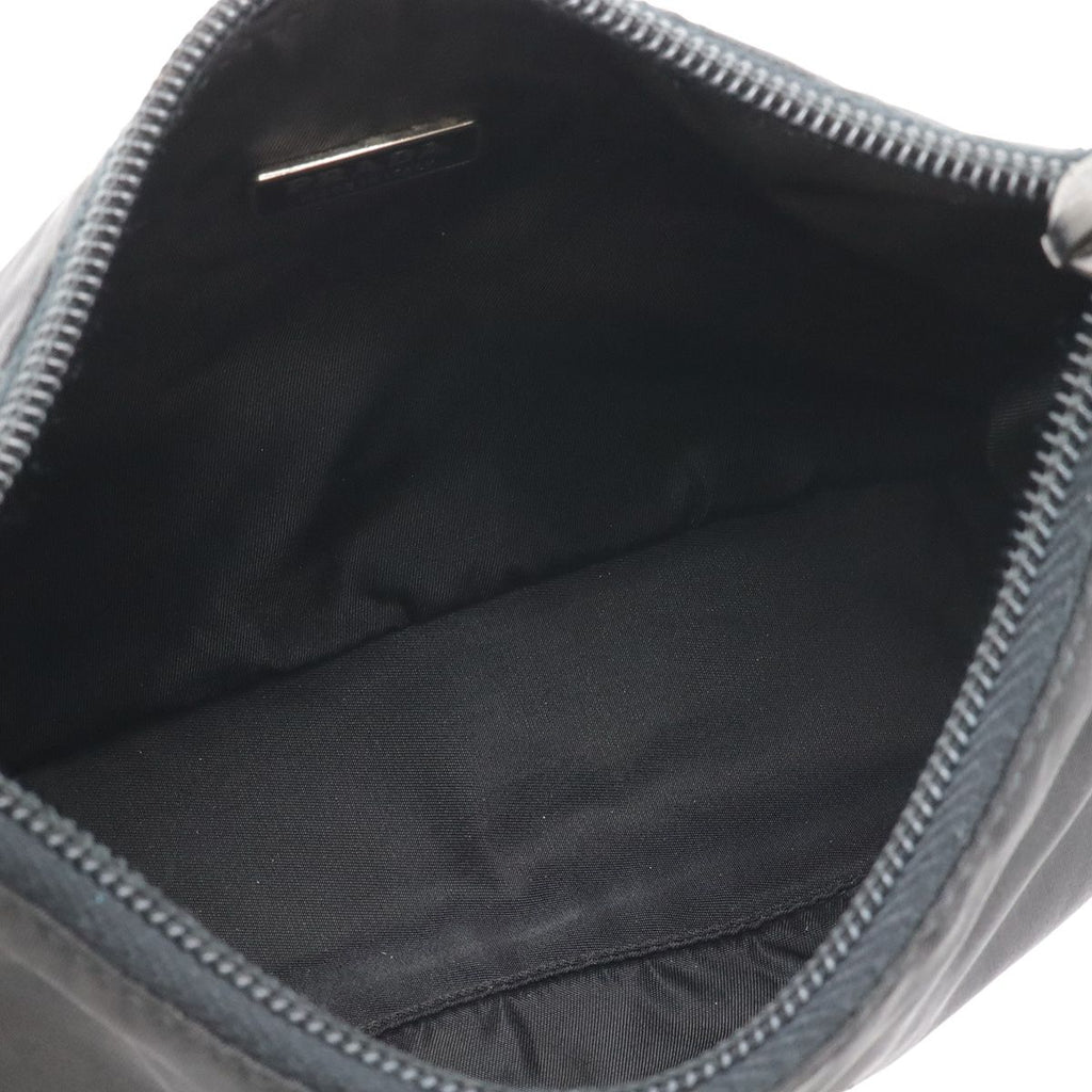 Prada Triangle Logo Pouch Mini Bag Party Nylon Nero Black Silver — view 6