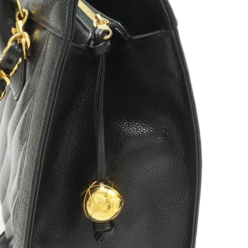 Chanel Blanc Stitch 2-Way Shoulder Bag Chain Leather Black Gold — view 5