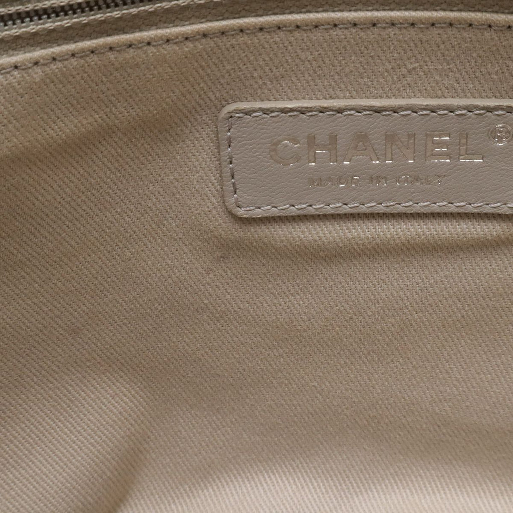 Chanel Deauville Border Drawstring Shoulder Bag Chain Canvas Leather Black — view 7