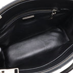Prada Galleria Striped Triangle Handbag Saffiano Leather Nero Black White — view 6