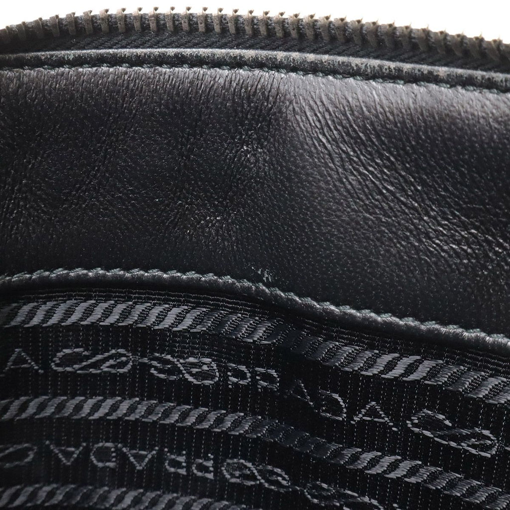 Prada Galleria Striped Triangle Handbag Saffiano Leather Nero Black White — view 9