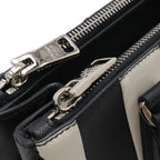 Prada Galleria Striped Triangle Handbag Saffiano Leather Nero Black White — view 4