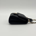 Chanel Shoulder Bag Quilted CC Logo Black Gold Top Handle with Seal Chain — view 8
