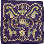 Hermes Scarf Petit Carre Bibliotheque Library Silk Purple Multicolor