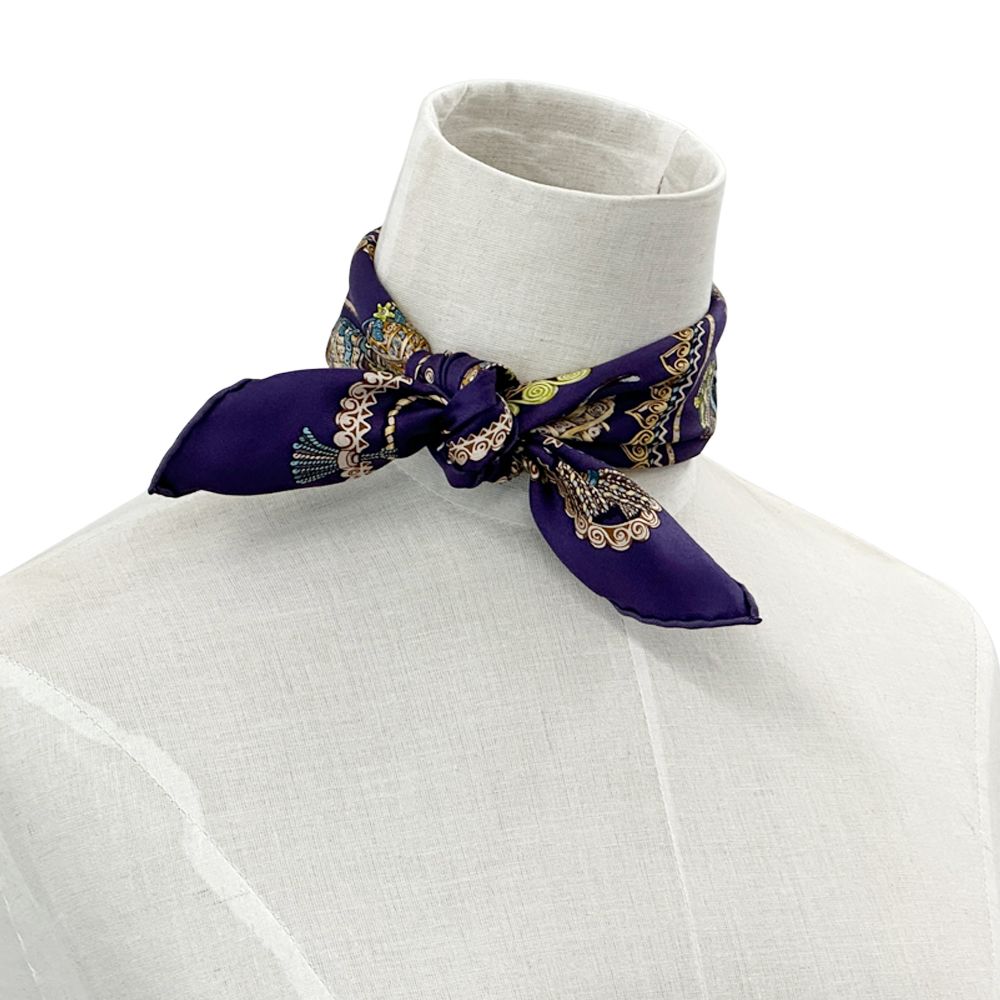Hermes Scarf Petit Carre Bibliotheque Library Silk Purple Multicolor — view 5