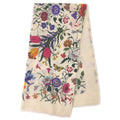 Gucci Flora Floral Shawl Wool Ivory Pink Yellow Green Purple Scarf