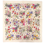 Gucci Flora Floral Shawl Wool Ivory Pink Yellow Green Purple Scarf — view 3