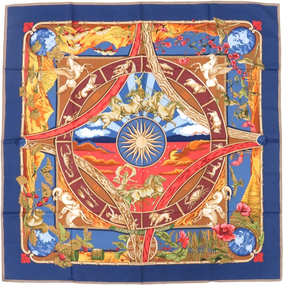 Hermes Carre 90 Rythmes du Monde World Rythme Silk Scarf