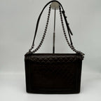 Chanel Shoulder Bag Leather Black Chain — view 2
